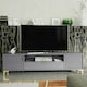 image 3 of TV Unit 200cm Grey with Fluted Doors, Gold Handles and Central Drawer | Grey | One Size | 1