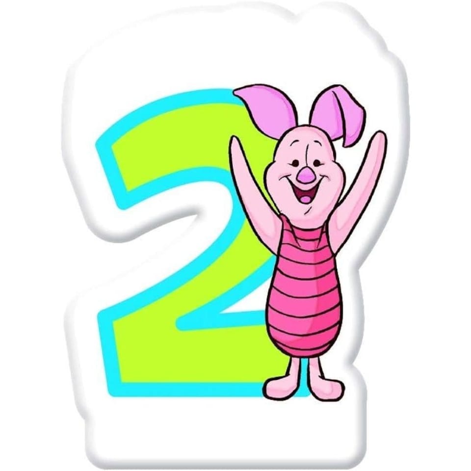 Winnie the Pooh 2nd Birthday Candle - Pink/White/Green - One Size