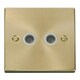 image 1 of SE HOME Satin / Brushed Brass 2 Gang Twin Coaxial TV Socket White | Satin Brass