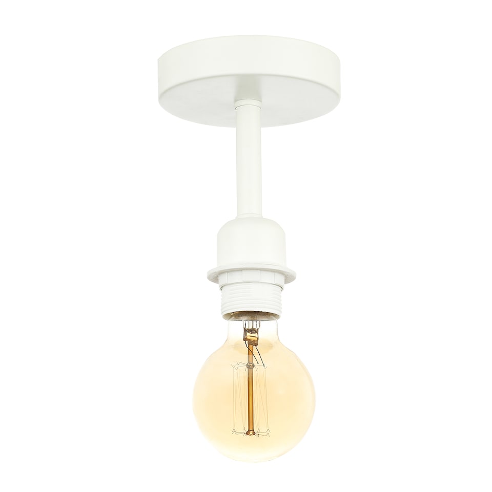 image 1 of Traditional Matt White Ceiling Light Fitting for Industrial Style Light Bulbs | White