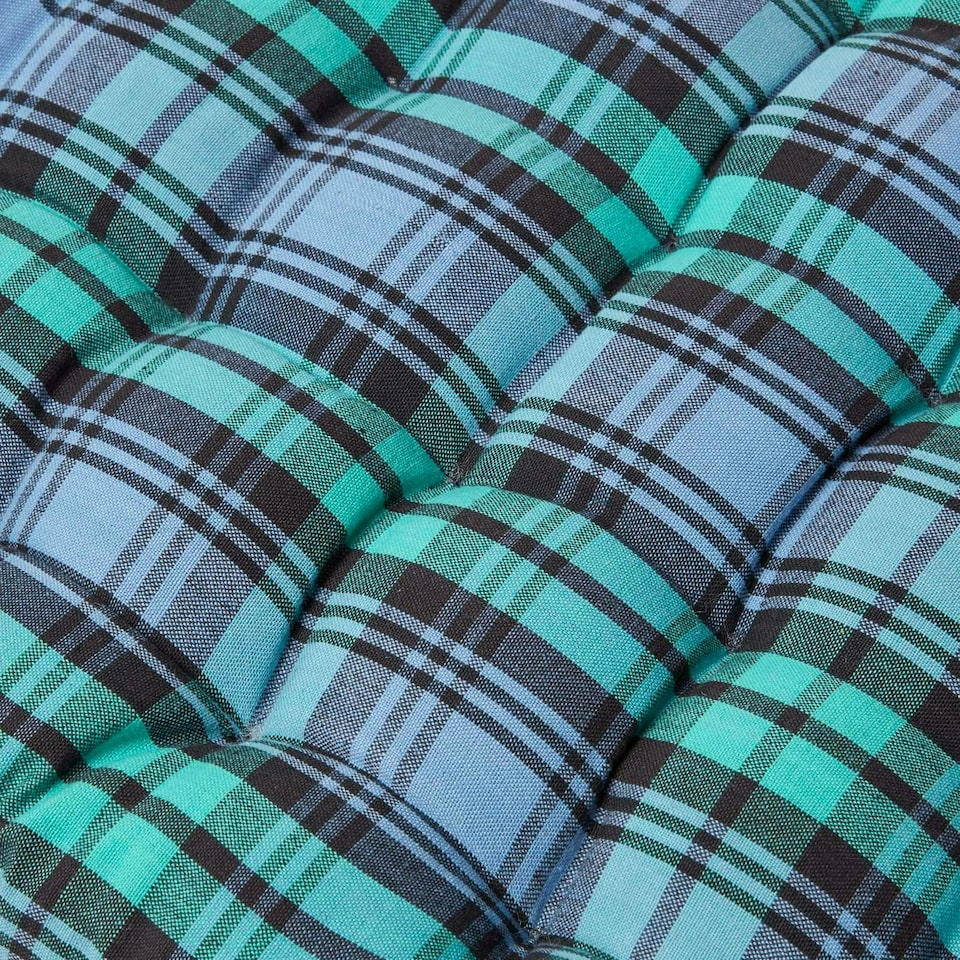 image 1 of Homescapes Garden Bench Cushion Luxury 3 Seater Cotton Tartan Indoor Outdoor Seat Pad | Green | 143 x 48 cm | 1
