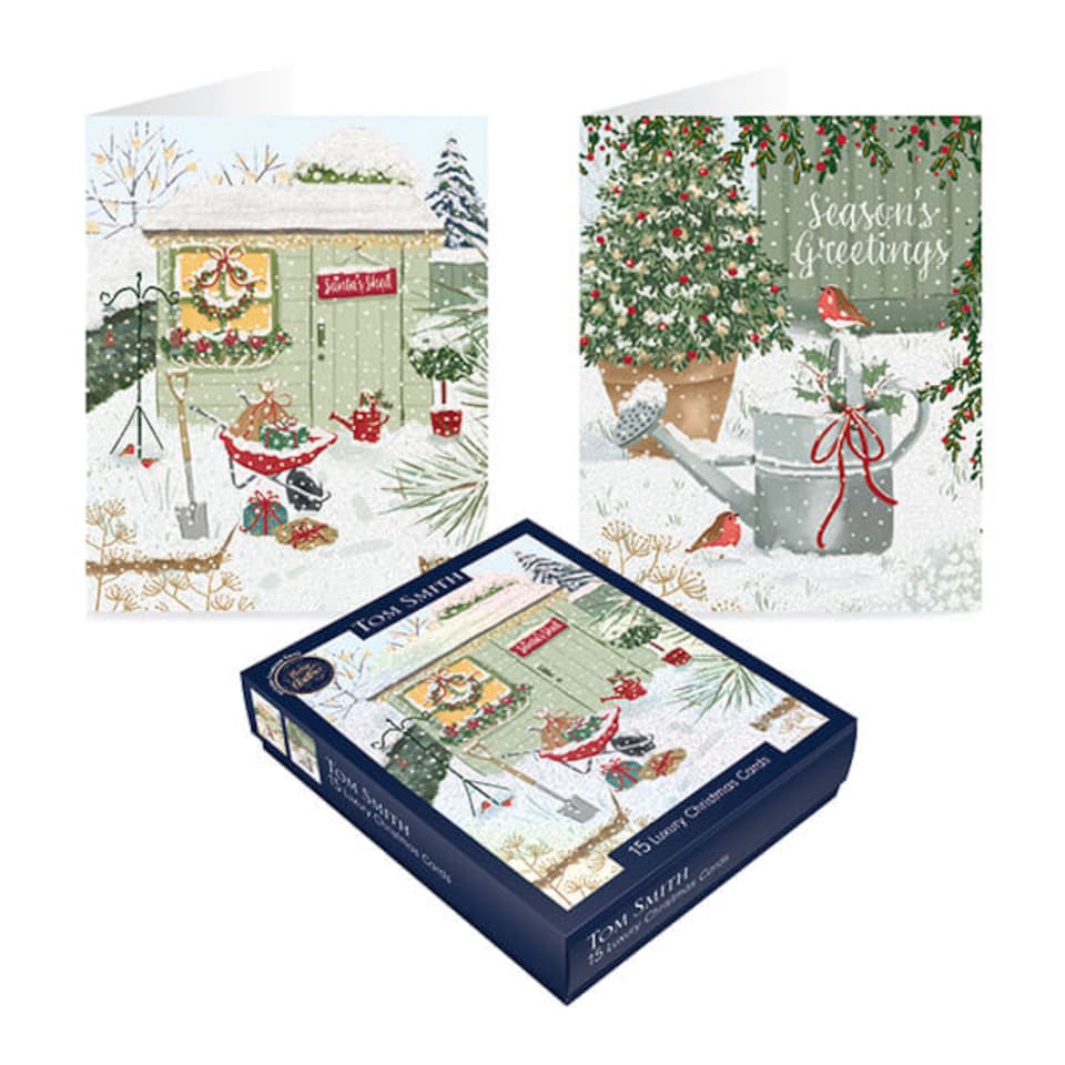 Tom Smith Pack of 15 Luxury Santa's Shed Cards