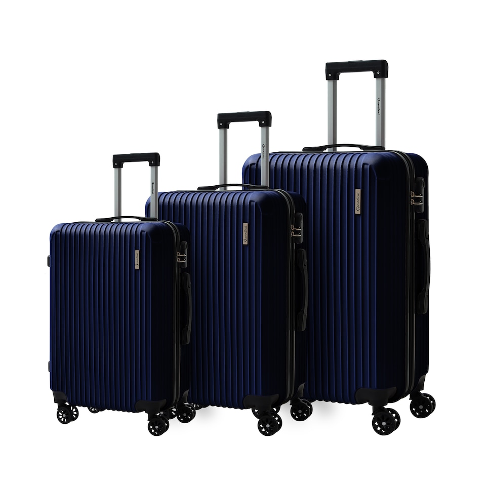 image 1 of Groundlevel Cosmic Hard Sheel 3 Piece Luggage Set 4 Wheel Spinners Travel Suitcases | Blue | Navy