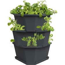 GUSTA GARDEN Paul Potato Potato Tower 3-Tier anthracite - Raised Bed Potato Tower - Garden & Balcony - Pest protection - 0.2m² -42L Soil Capacity
