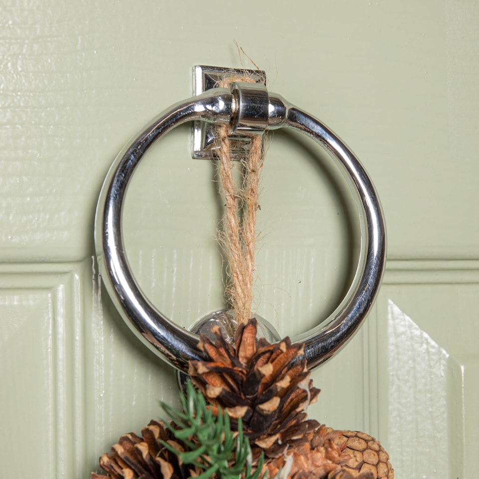 image 1 of 45cm Winter Spice Star Hanging Christmas Wreath with Pine Cones Red Berries & Dried Fruit