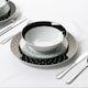 image 2 of 12pc Black Star with Platinum Band Rim Dinner Set
