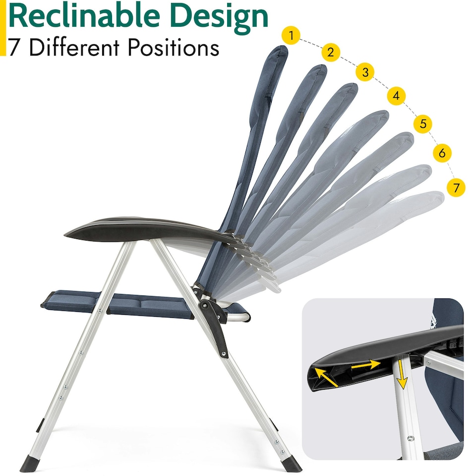 image 1 of Reclining Camping Chair - Blue