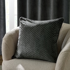 Paoletti Neptune Velvet Cushion | Grey | Charcoal | 50 x 50cm | 1