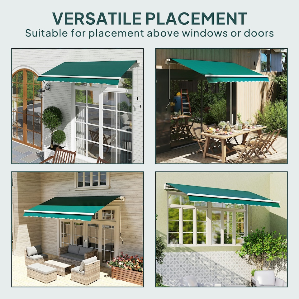 image 1 of Outsunny Replacement Canopy for 3 x 2.5 m Awning (Fabric Only), Green Cream | Cream