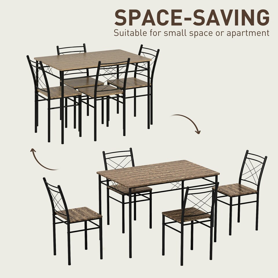 image 1 of HOMCOM 5 Piece Dining Table and Chairs Set, Space Saving, Oak Yellow