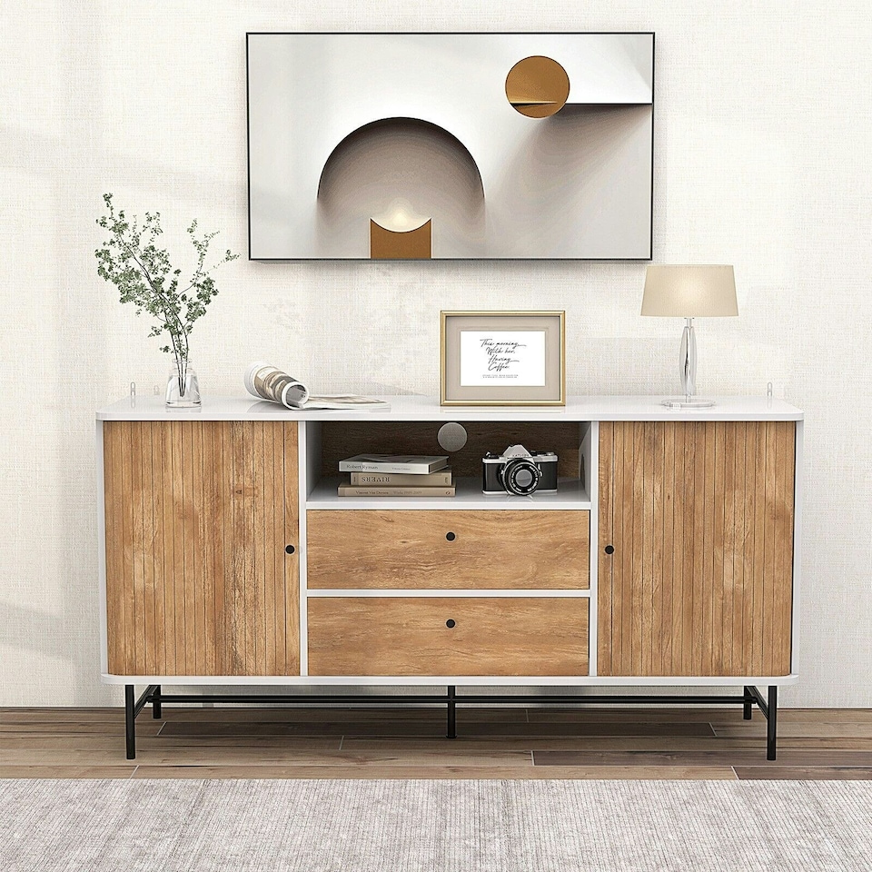 image 1 of COSTWAY TV Stand for TVs 65 Inches Modern Entertainment Center White