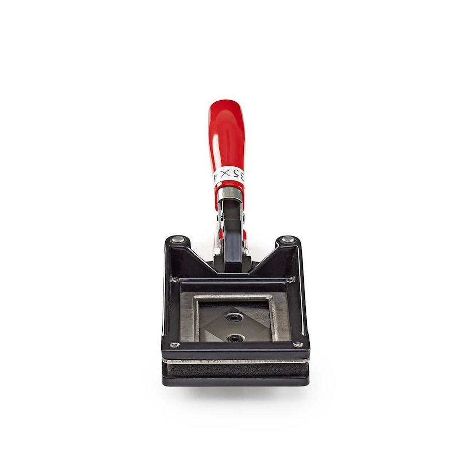 image 1 of Nedis Passport Photo Cutter, Cut Passport Photographs to the Right Size with This Photo Punch, Metal Frame with 4-Sided Knives, Cutting Size 35 x 45 mm – Black/Red
