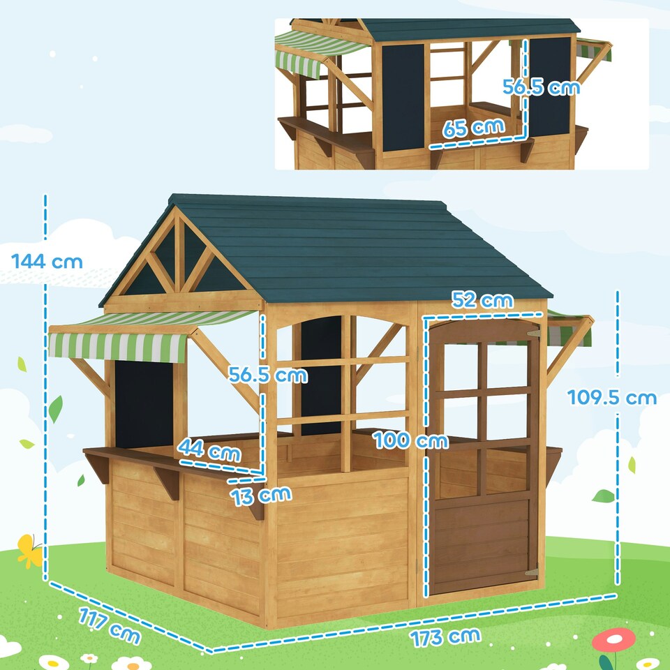 image 1 of AIYAPLAY Wooden Playhouse for Kids Outdoor, Foldable Wendy House, Brown