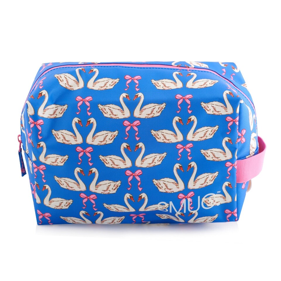 image 1 of SMUG Wash Bag - Swans & Bows Print