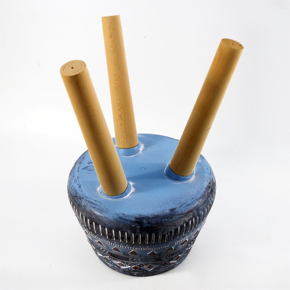 image 1 of Large Blue Composite Planter with Stand | Blue