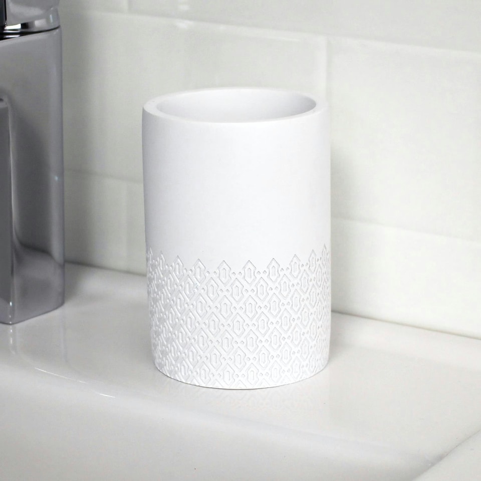 image 1 of Showerdrape Chantilly White Tumbler