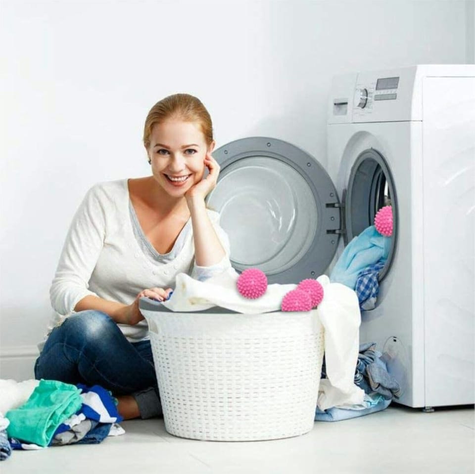 image 1 of Pack of 2 Swirl Fabric Softening Tumble Dryer Pink Balls