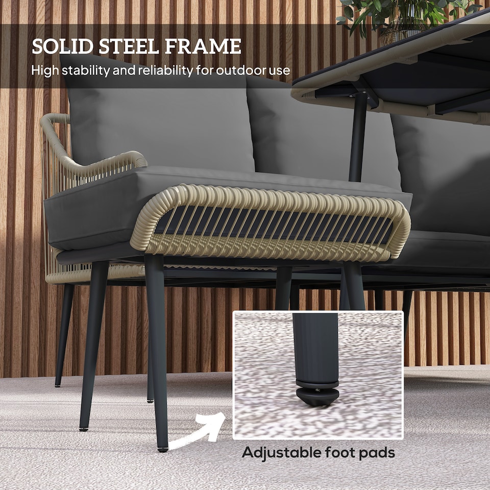 image 1 of Outsunny 6 Piece Garden Furniture Set Garden Sofa with Cushions, Light Grey