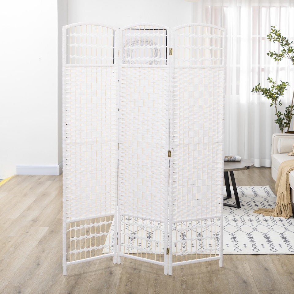 image 1 of HOMCOM 3 Panel Folding Room Divider, Freestanding Privacy Screen, White
