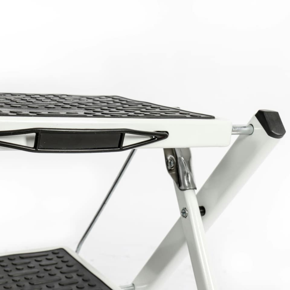image 1 of Oypla Foldable 2 Step Ladder Stepladder Non Slip Tread Safety Steel Portable Step Stool White