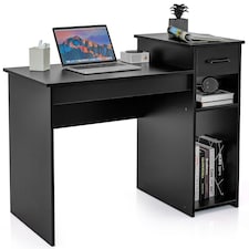 COSTWAY Computer Desk with Drawer Compact Study Desk Black Black