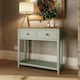 image 4 of Taberno Oak 2 Drawer Console Hallway Table Sage Green Green