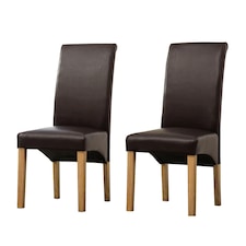 MCC Direct Deluxe High Back Leather Dining Chairs Brown