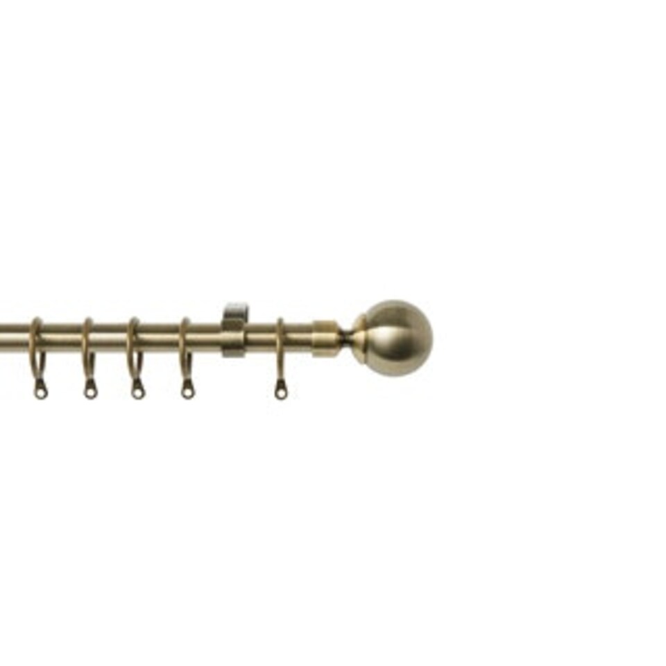 image 1 of 16 - 19mm Antique Brass Ball Metal Curtain Pole Set 120 - 215cm | Bronze | Bronze