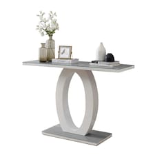 Furniturebox Giovani Modern Grey White Halo High Gloss Glass Console Table