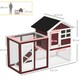 image 7 of PawHut Rabbit Hutch, Bunny Cage Outdoor Wooden House w/Tray & Ramp, Brown