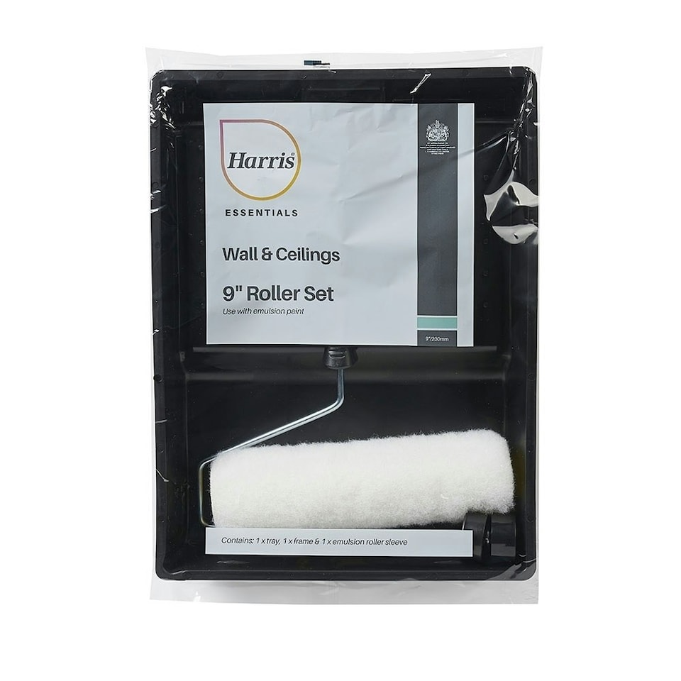 Harris Essentials Paint Roller Set - Black/White - 9in