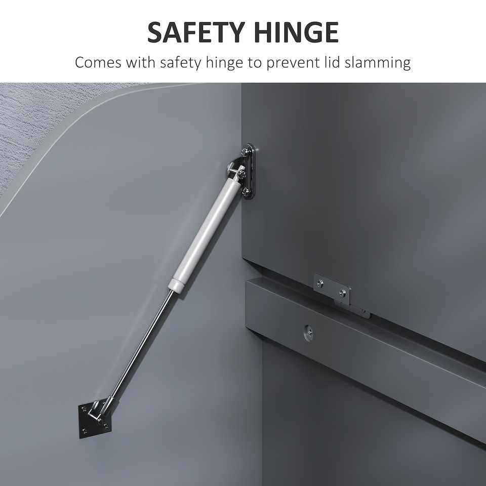 image 1 of HOMCOM Storage Chest, Storage Trunk with Safety Hinge and U-shaped Cut-out Pull, Wooden Storage Box for Living Room, Entryway, 56.5 x 38 x 56 cm, Grey | Grey | Grey