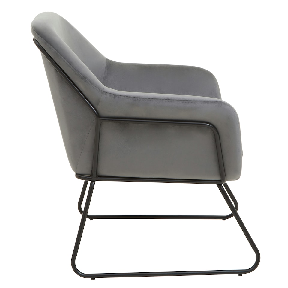image 1 of Interiors by Premier Grey Velvet Black Frame Armchair, Easy Care Velvet Chairs, Indoor Dining with Velvet Dining Chair