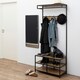 image 4 of Seaford Clothes Rack with 3 Shelves in Black and Oak