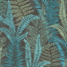 AS Creation Famous Garden Fern Textured Wallpaper - Blue/Green/Black - One Size Blue
