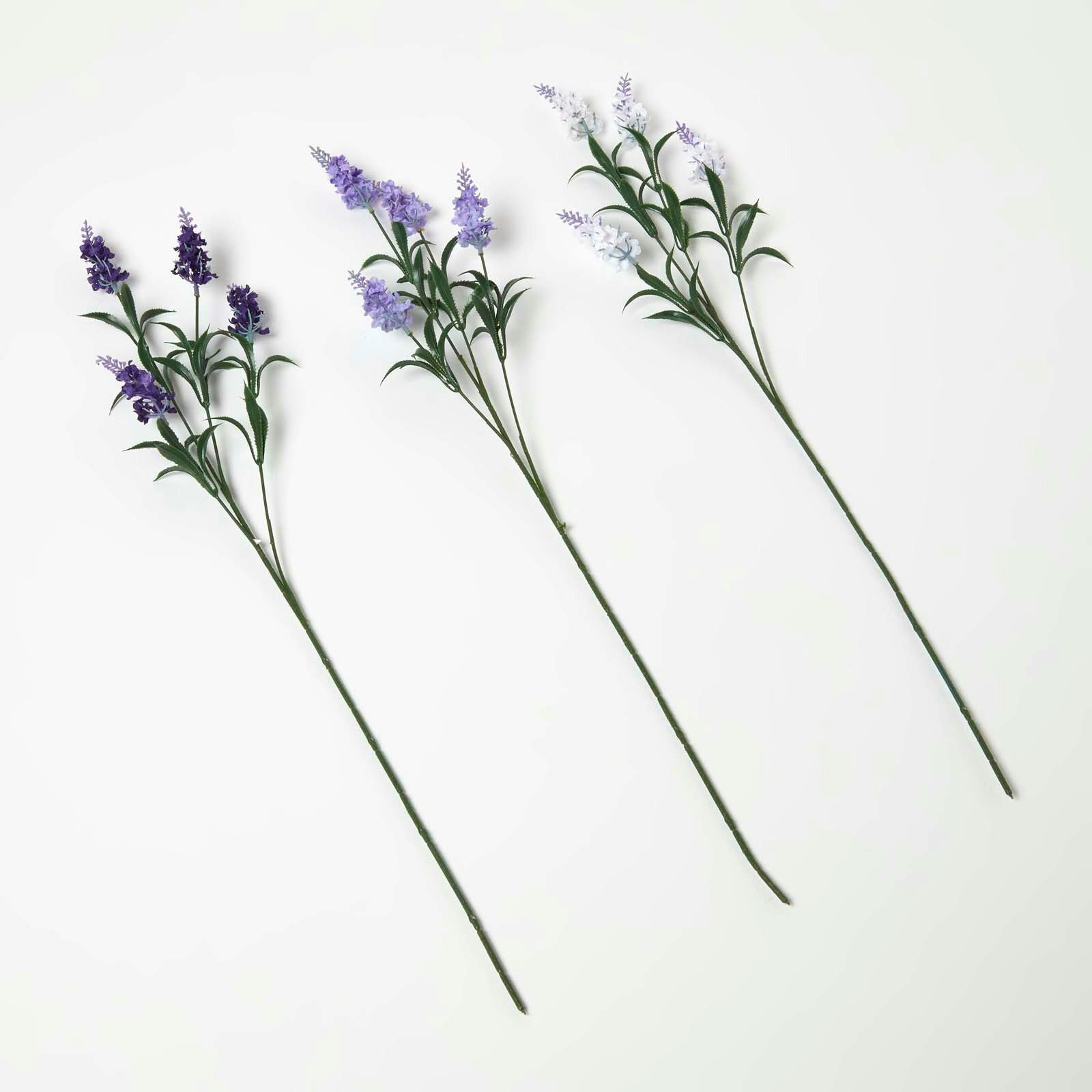 Homescapes Artificial Lavender Spray Single Stem Set of 3, 68 cm
