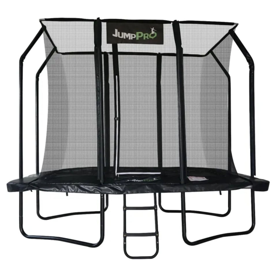 image 1 of 10ft x 7ft JumpPRO® Xcel Black Rectangular Trampoline with Enclosure.