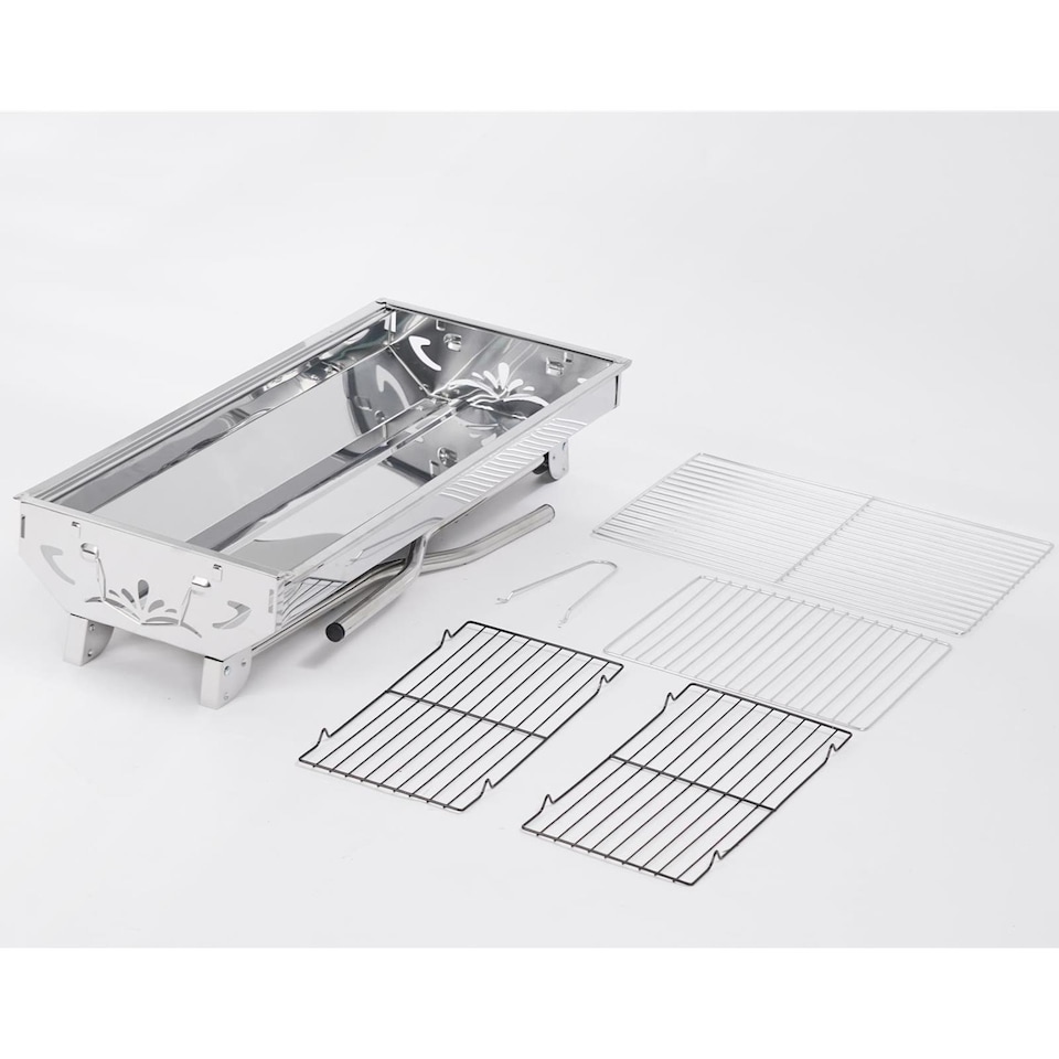 image 1 of Portable Charcoal BBQ Grill Folding Stainless Steel Barbecue Camping Festival
