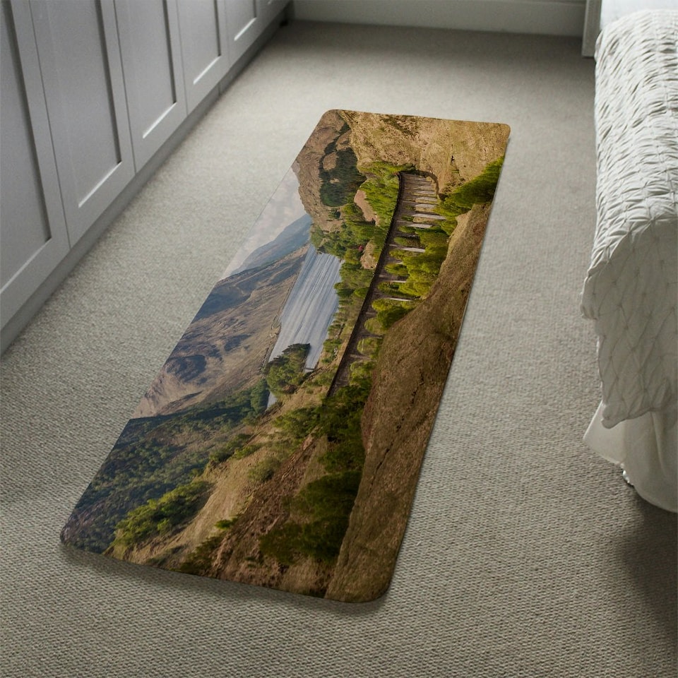 image 1 of The Glenfinnan Viaduct carries the West Highland Railway Line high above Glen Finnan valley beside the lochs and mountains of Scotland Designer (Runner Rug)