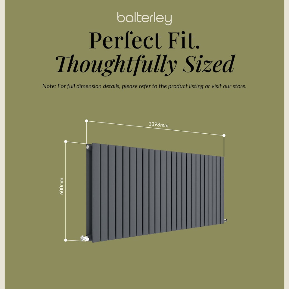 image 1 of Lucia Square Horizontal Double Panel Radiator, 600 x 1398mm Anthracite | Grey | Anthracite | 1