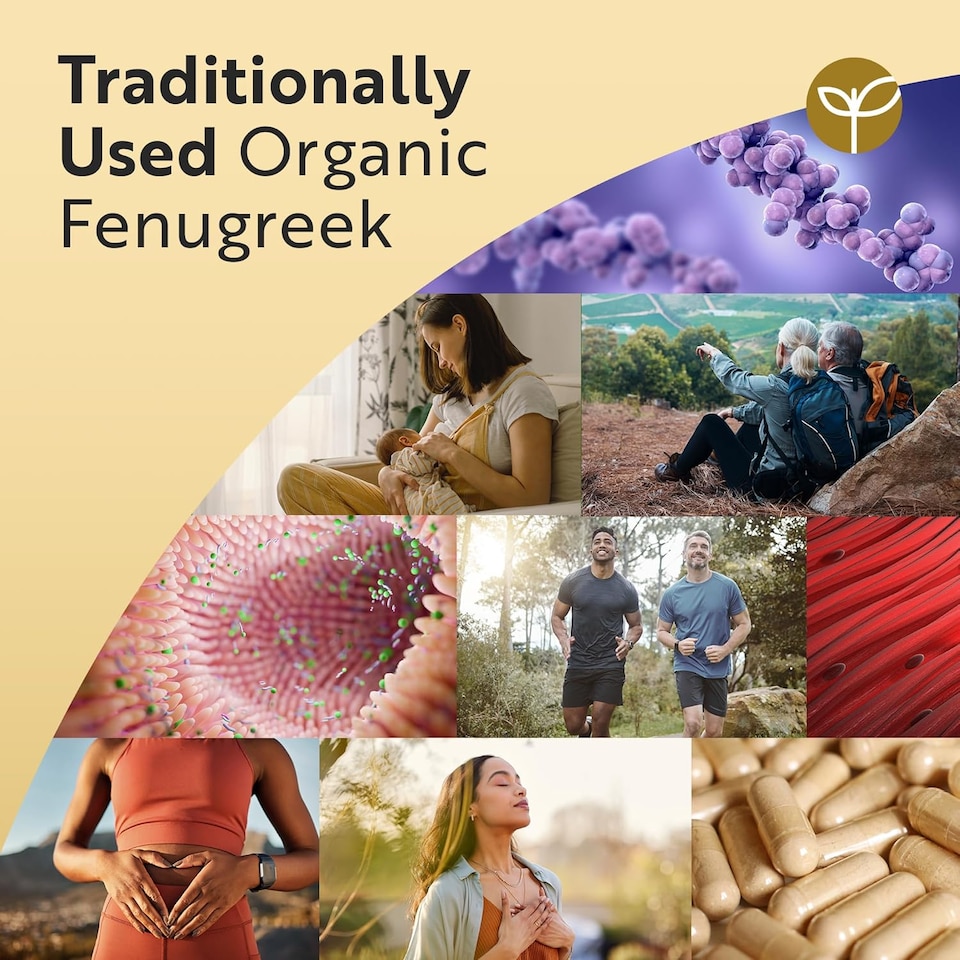 image 1 of Nutravita Organic Fenugreek Capsules - 2250mg Pure Fenugreek Powder - Soil Association Certified, Vegan Supplement - Made in The UK - 240 Capsules