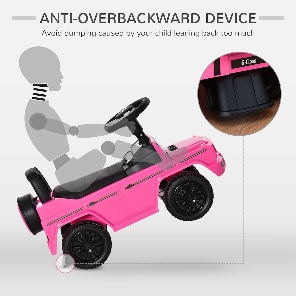 image 1 of HOMCOM 3 in 1 Kids Ride On Car G350 Licensed Foot To Floor Slider Toddler Push Along NO POWER Pink 12-36 months