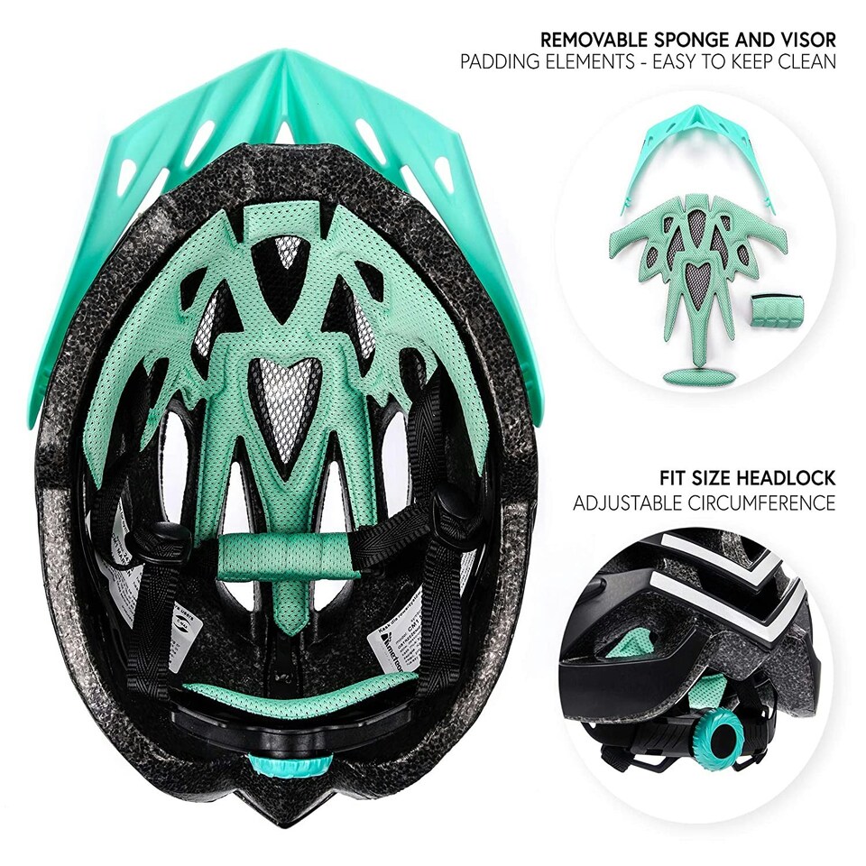 image 1 of Meteor Marven Cycle Helmet MTB Bike Skateboard Scooter Safety Gear Black | Black/Cyan  | L