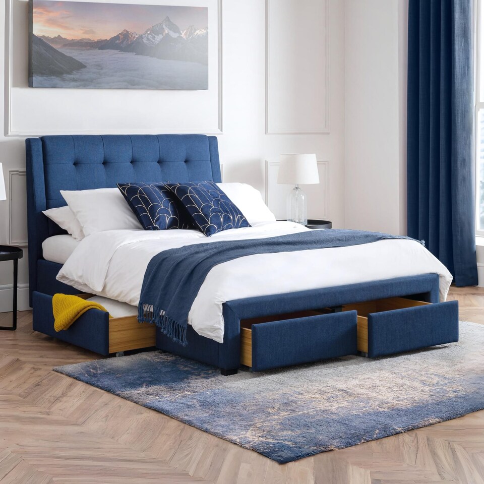 image 1 of Pear 4 Drawer Bed Blue -  Superking (180cm) (150cm)
