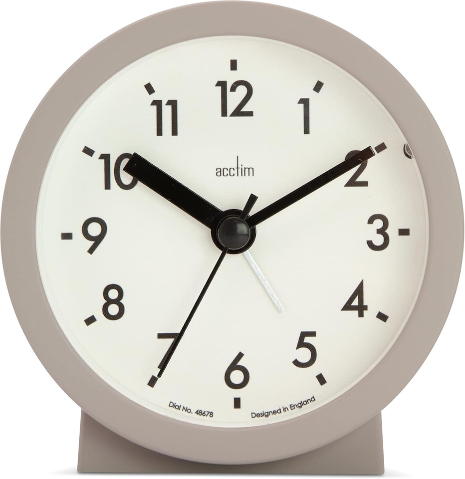 image 1 of Acctim Gaby Small Analogue Contemporary Bedside Alarm Clock | Brown | Mocha