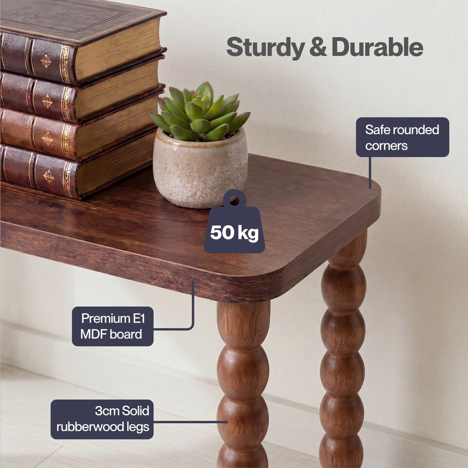 image 1 of Levede Narrow Side Table 2 Tier Storage MDF End Table Rubber Wood Legs Brown