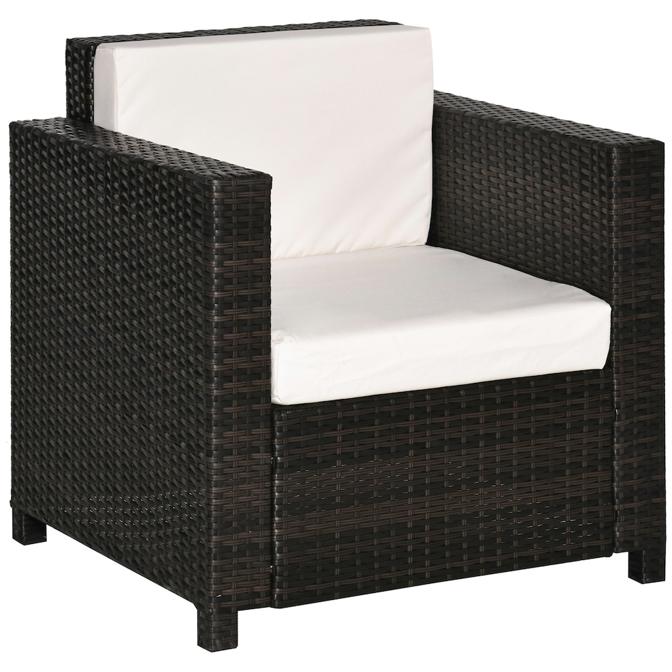 image 1 of Outsunny Garden Patio Rattan Wicker Furniture Single Cube Chair Sofa Outdoor Grey