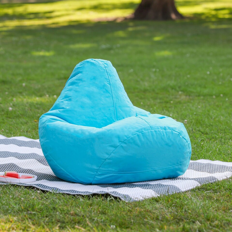 image 1 of icon Kids High Back Bean Bag Aqua Blue Indoor Outdoor Childrens Bean Bags Blue