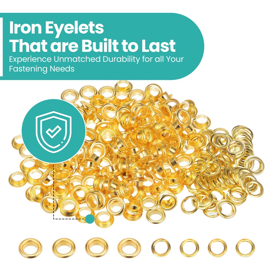 image 1 of 10mm Eyelets with Washers Durable Iron Grommets for DIY Project-100pcs