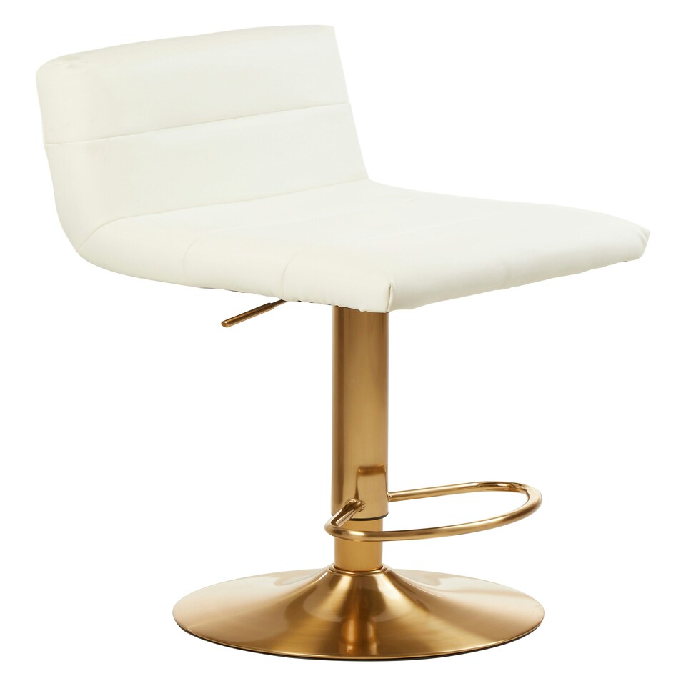 image 1 of Interiors by Premier Height Adjustable White Seat Bar Stool, Comfort And Stable Counter Stool, Elegant Contemporary Bar Stool